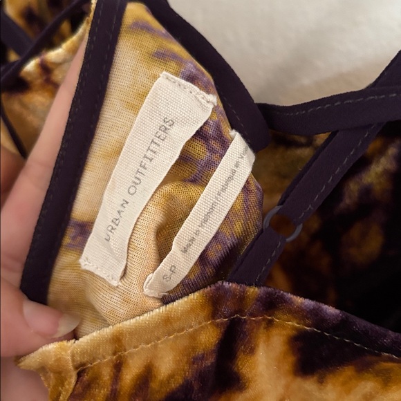 Urban outfitters Tie-Dye gold purple velvet Spaghetti Strap mini Dress small - Picture 7 of 7